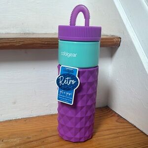 Coolgear retro water bottle purple teal new foam insulation grip